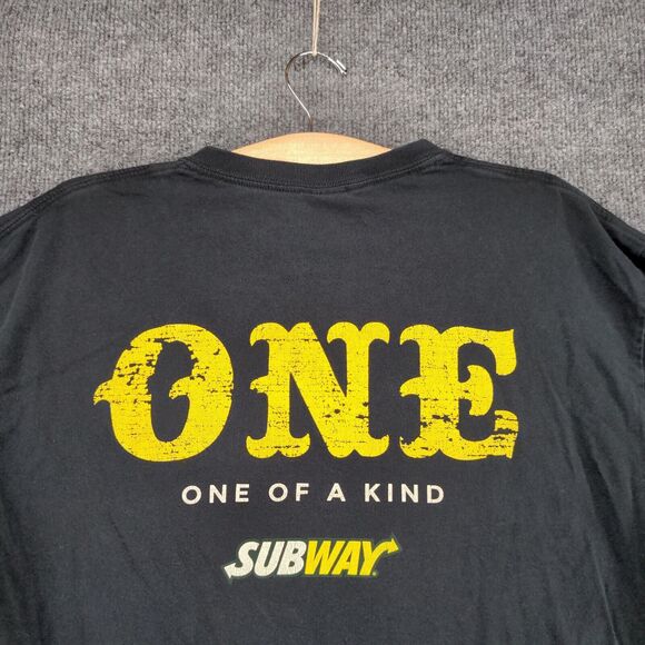 Gildan Subway App T-Shirt Mens Large Short Sleeve Black Crew Neck Heavy Cotton - Picture 7 of 12